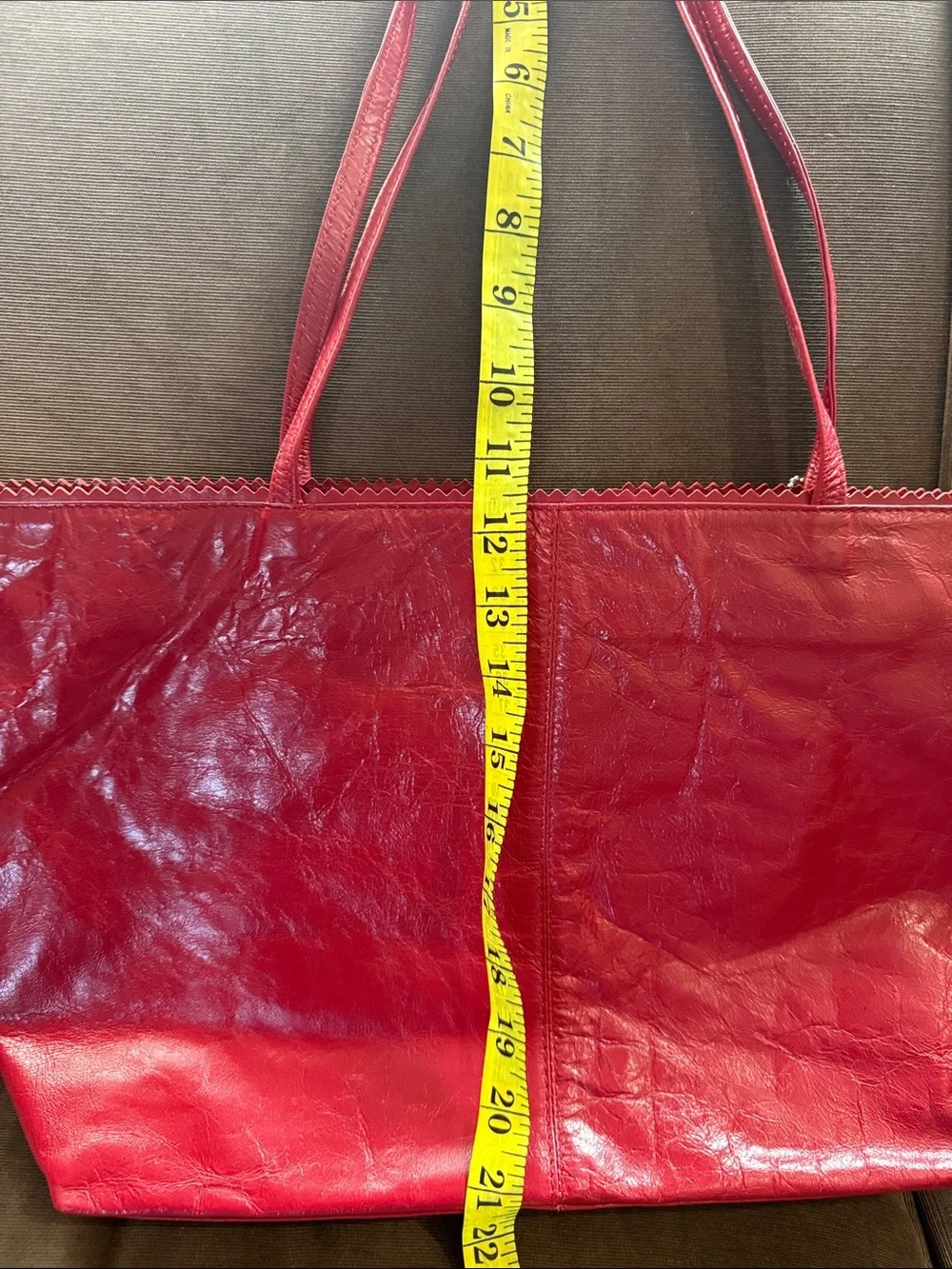 latico Red Leather Shoulder Tote with Floral Lining